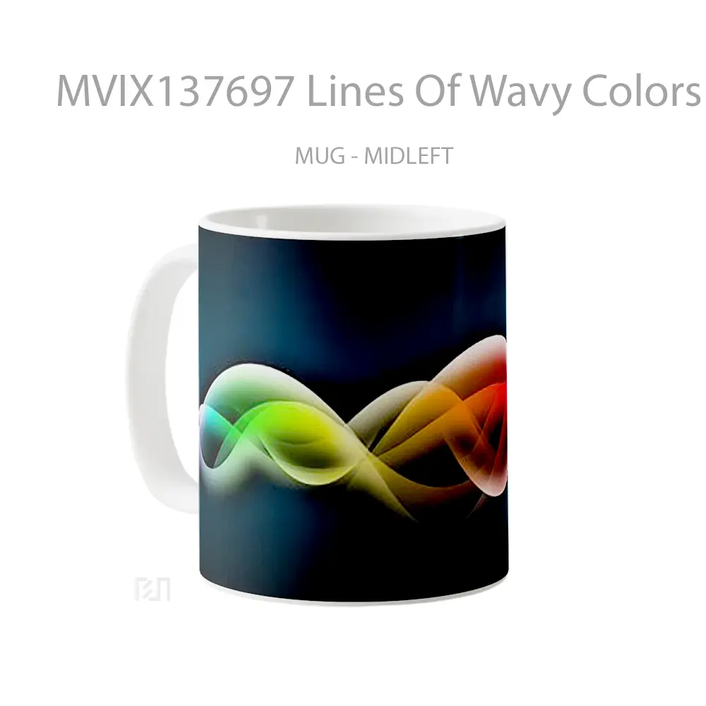 Mug Lines Of Wavy Colors Gelas Keramik Unik - All-side / Desain