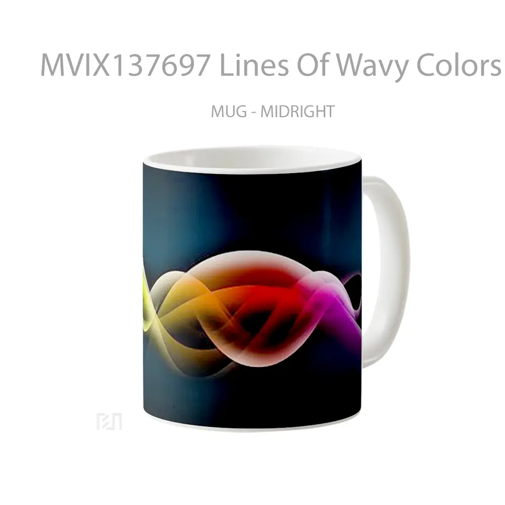 Mug Lines Of Wavy Colors Gelas Keramik Unik - All-side / Desain