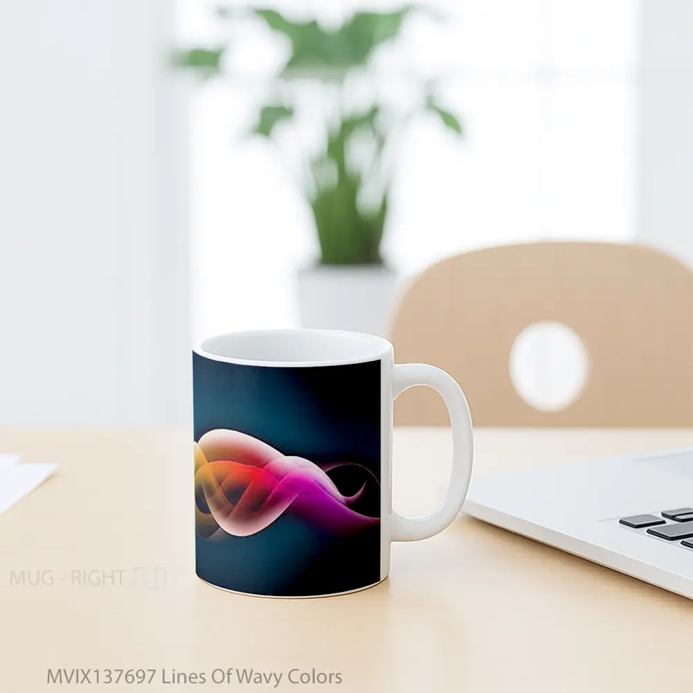 Mug Lines Of Wavy Colors Gelas Keramik Unik - All-side / Desain