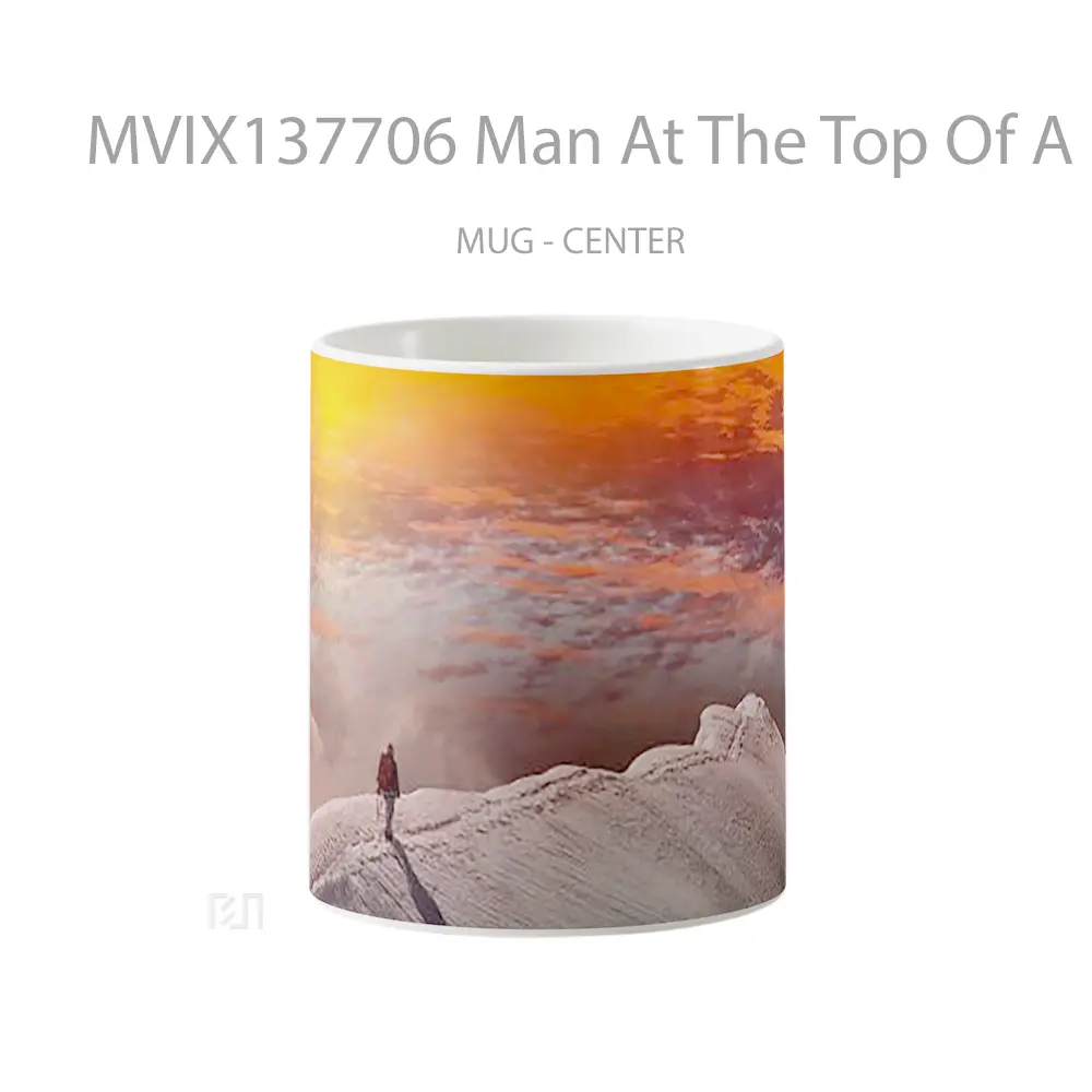 Mug Man At The Top Of A Mountain Gelas Pemandangan Alam
