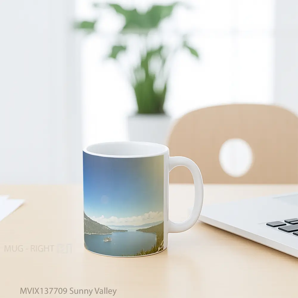 Mug Sunny Valley Gelas Pemandangan Alam - All-side / Desain