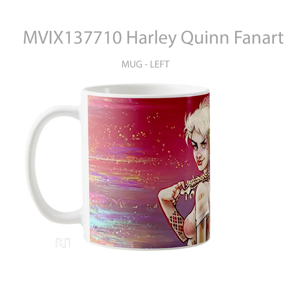 Mug Harley Quinn Fanart Gelas Keramik Unik - All-side / Desain
