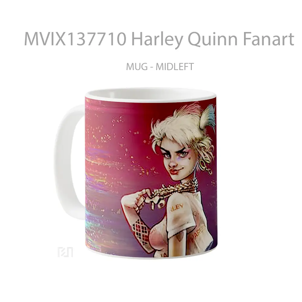 Mug Harley Quinn Fanart Gelas Keramik Unik - All-side / Desain