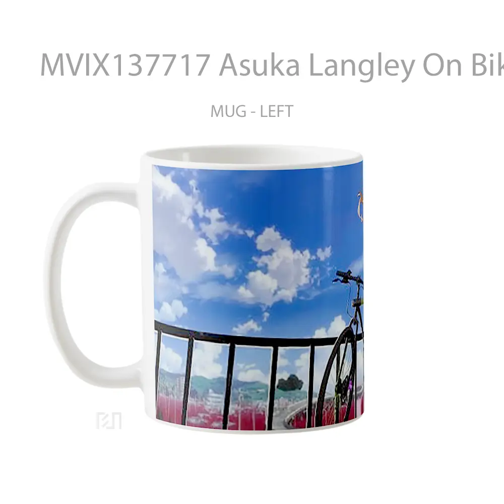Mug Asuka Langley On Bike Cangkir Anime - All-side / Desain