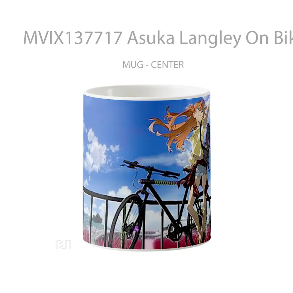 Mug Asuka Langley On Bike Cangkir Anime
