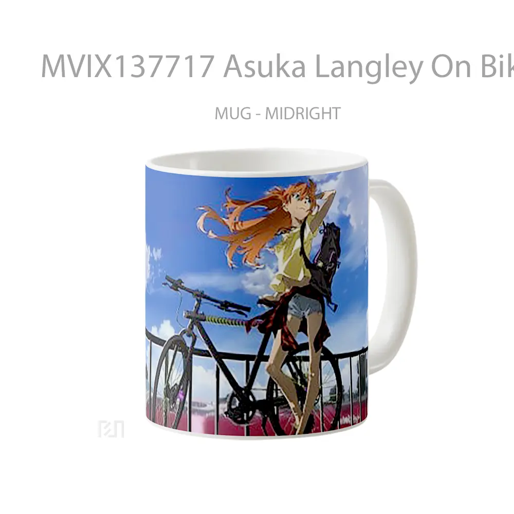 Mug Asuka Langley On Bike Cangkir Anime - All-side / Desain