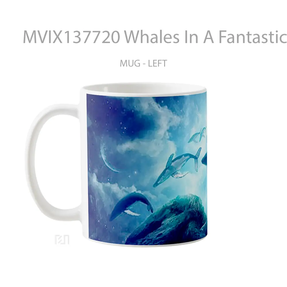 Mug Whales In A Fantastic World Gelas Hewan Lucu - All-side / Desain