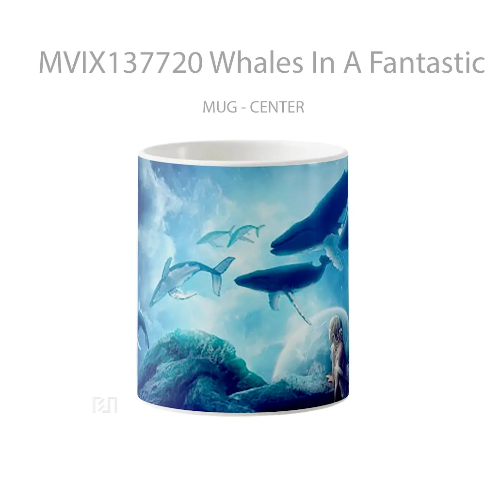 Mug Whales In A Fantastic World Gelas Hewan Lucu