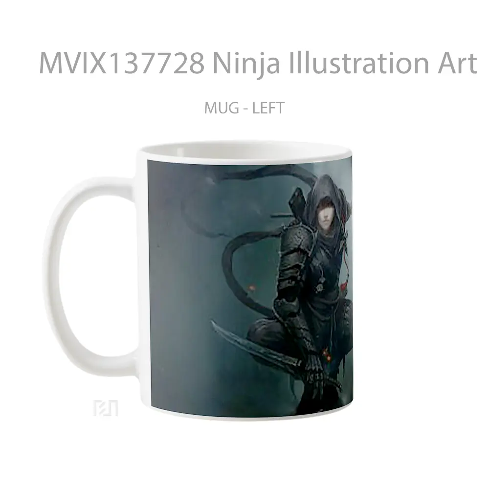 Mug Ninja Illustration Art Gelas Seni Modern - All-side / Desain