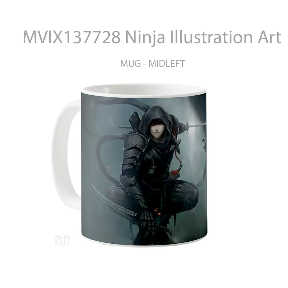 Mug Ninja Illustration Art Gelas Seni Modern - All-side / Desain