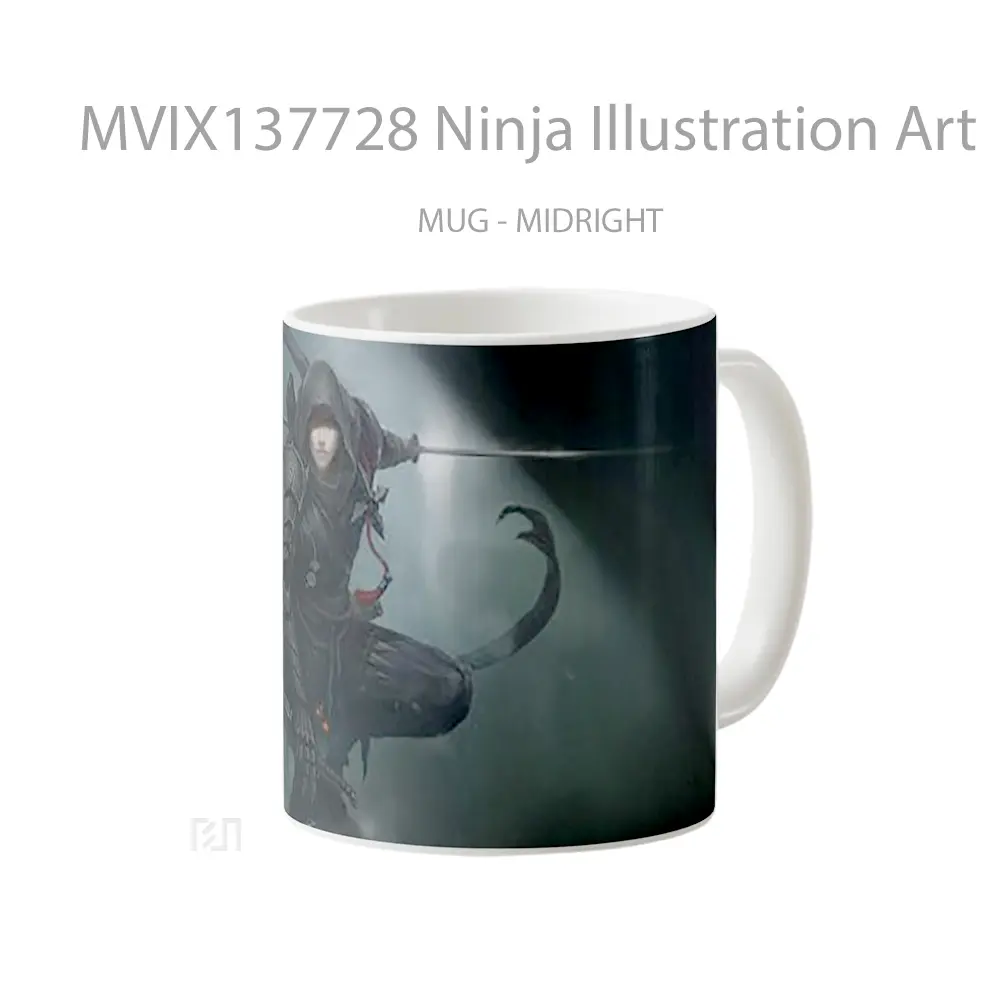 Mug Ninja Illustration Art Gelas Seni Modern - All-side / Desain