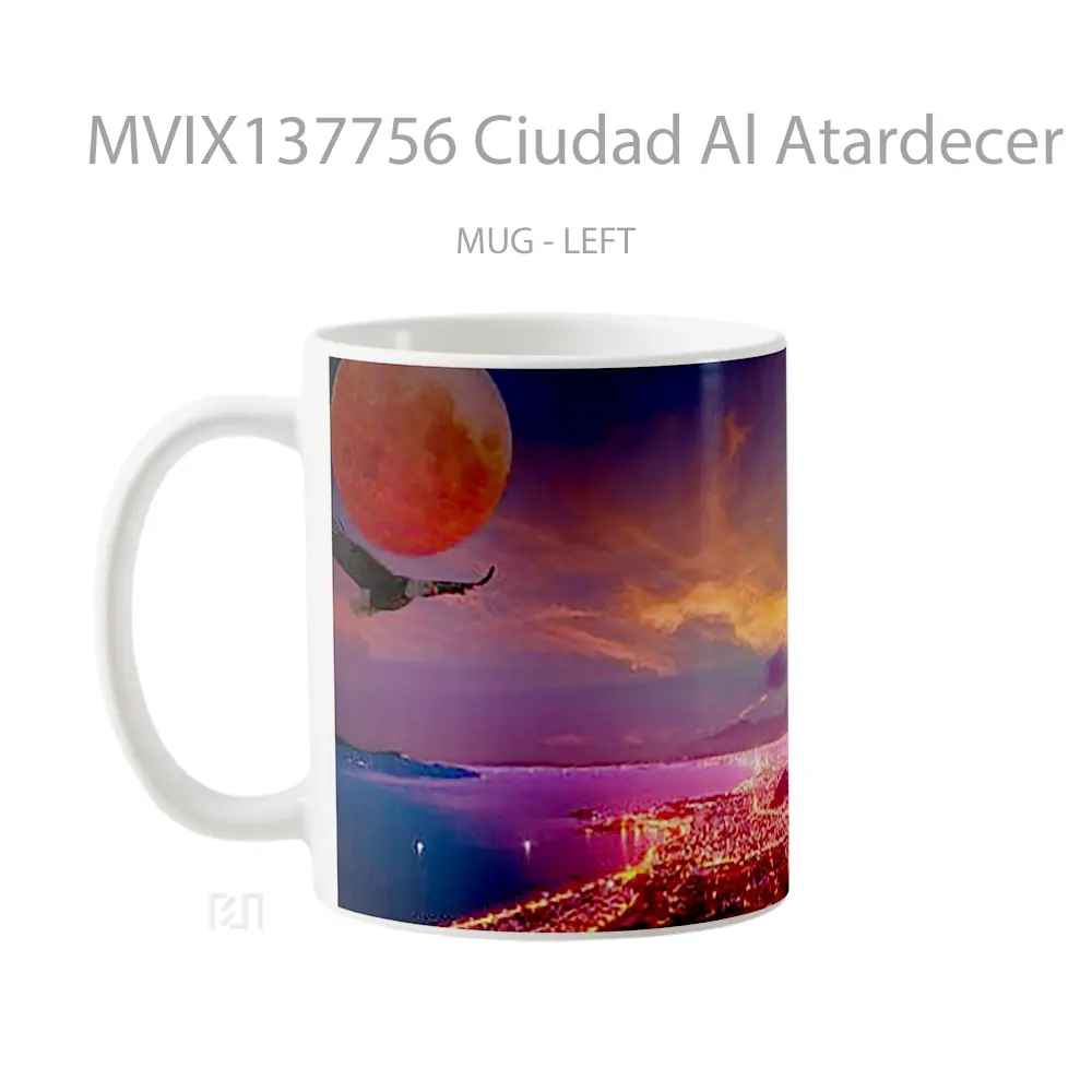 Mug Ciudad Al Atardecer Gelas Keramik Unik - All-side / Desain
