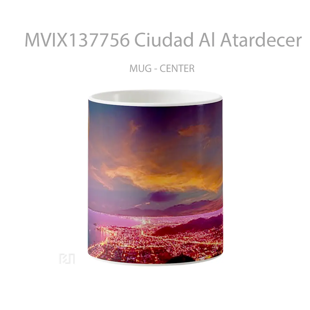 Mug Ciudad Al Atardecer Gelas Keramik Unik