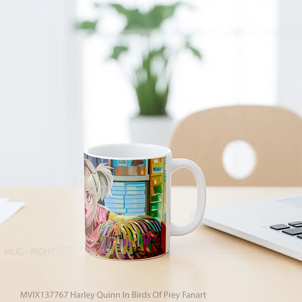 Mug Harley Quinn In Birds Of Prey Fanart Gelas Hewan Lucu - All-side / Desain