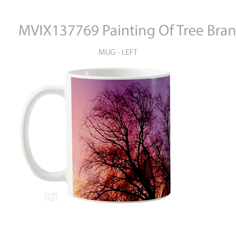 Mug Painting Of Tree Branches In The Sunset Gelas Pemandangan Alam - All-side / Desain