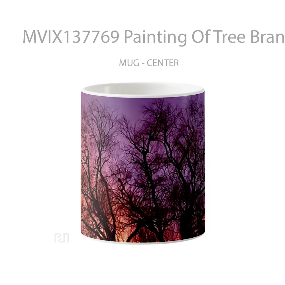 Mug Painting Of Tree Branches In The Sunset Gelas Pemandangan Alam