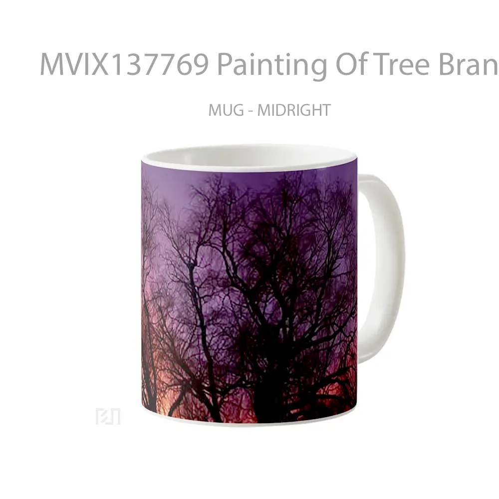Mug Painting Of Tree Branches In The Sunset Gelas Pemandangan Alam - All-side / Desain