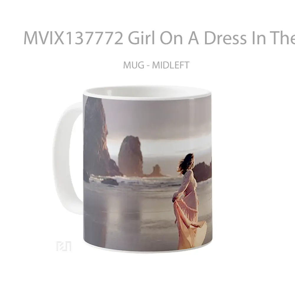 Mug Girl On A Dress In The Beach Gelas Pemandangan Alam - All-side / Desain