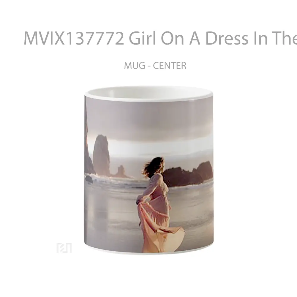 Mug Girl On A Dress In The Beach Gelas Pemandangan Alam