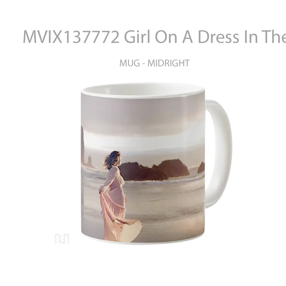 Mug Girl On A Dress In The Beach Gelas Pemandangan Alam - All-side / Desain
