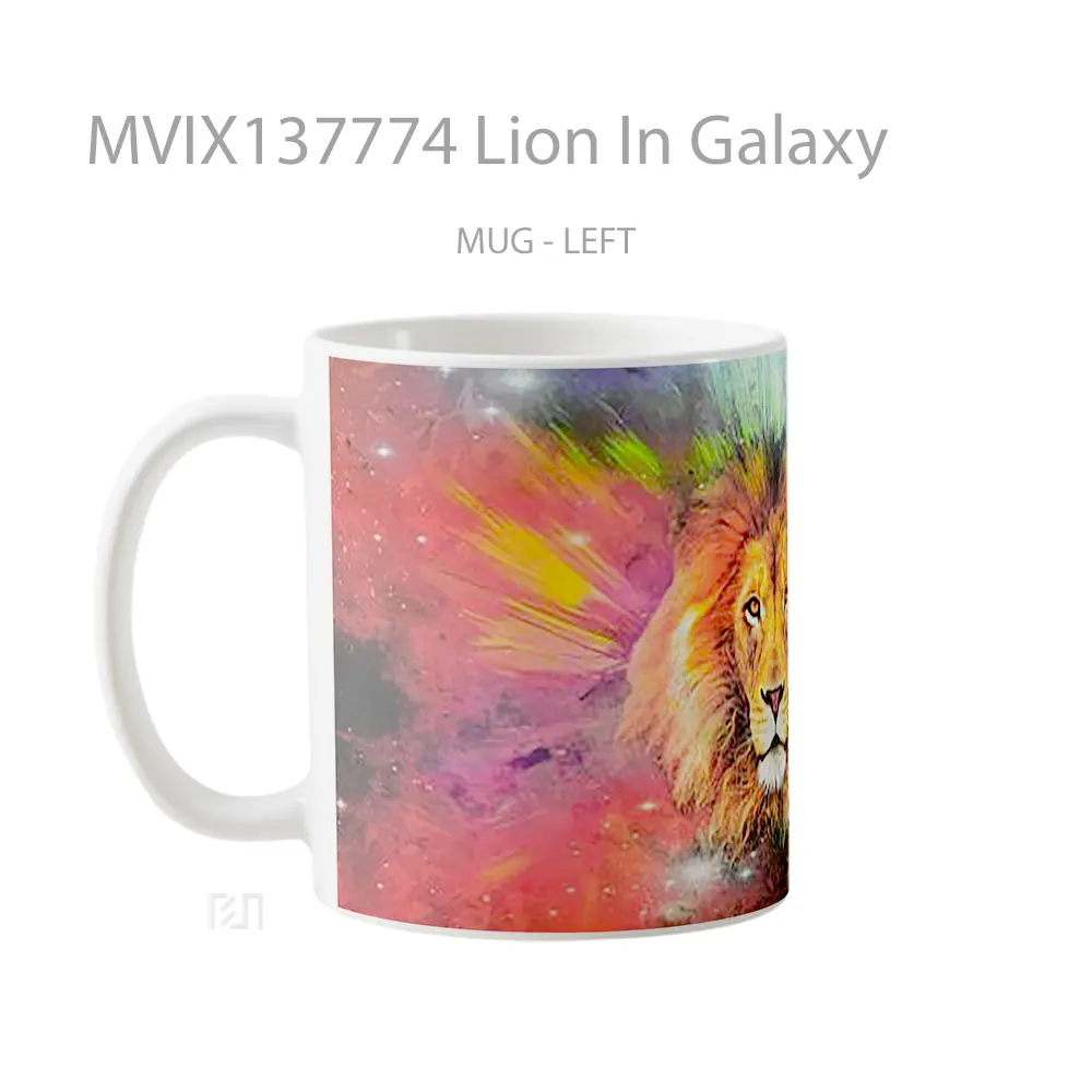 Mug Lion In Galaxy Gelas Hewan Lucu - All-side / Desain