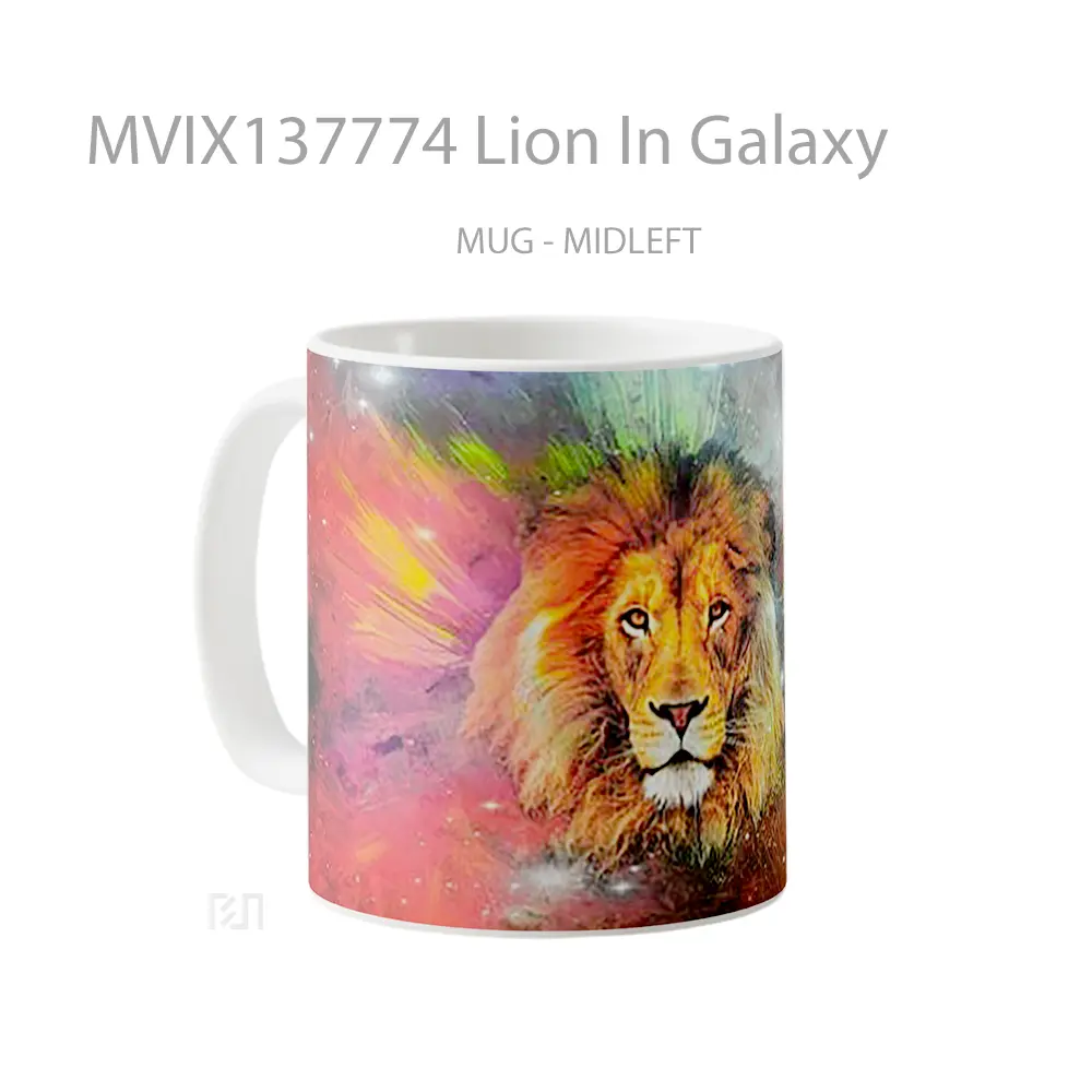 Mug Lion In Galaxy Gelas Hewan Lucu - All-side / Desain