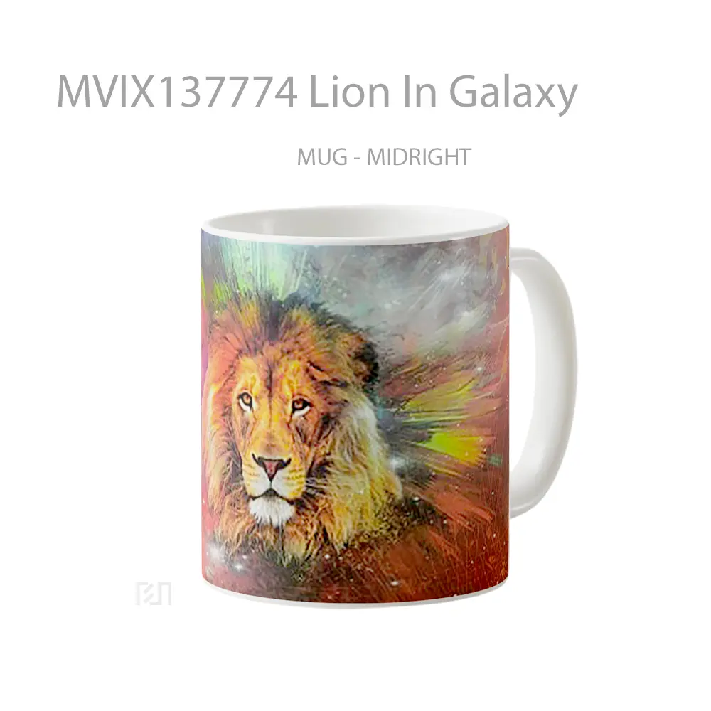 Mug Lion In Galaxy Gelas Hewan Lucu - All-side / Desain