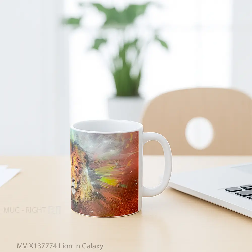 Mug Lion In Galaxy Gelas Hewan Lucu - All-side / Desain
