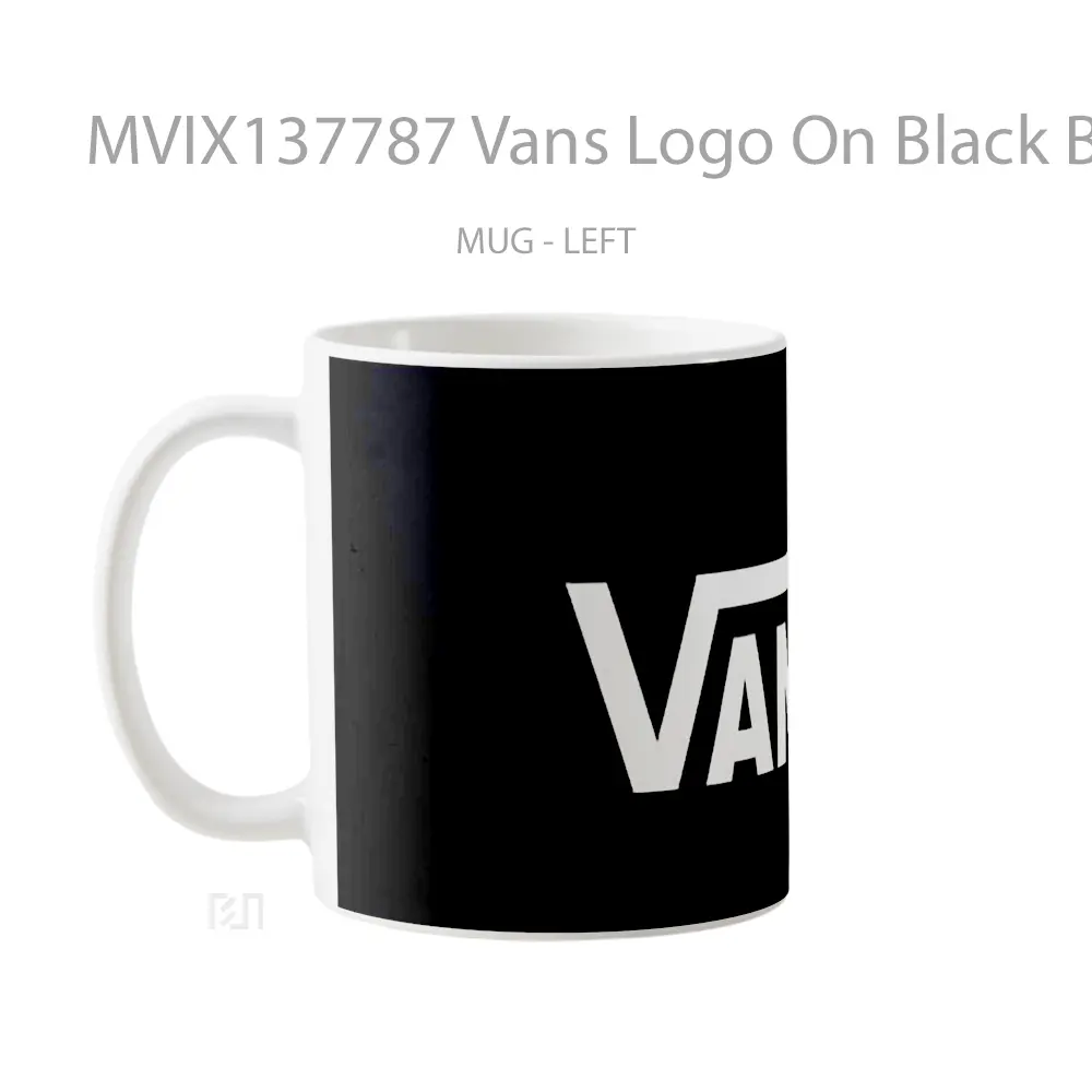 Mug Vans Logo On Black Background Gelas Keramik Unik - All-side / Desain