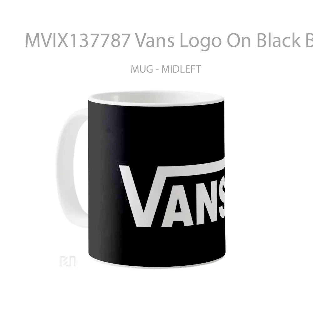 Mug Vans Logo On Black Background Gelas Keramik Unik - All-side / Desain