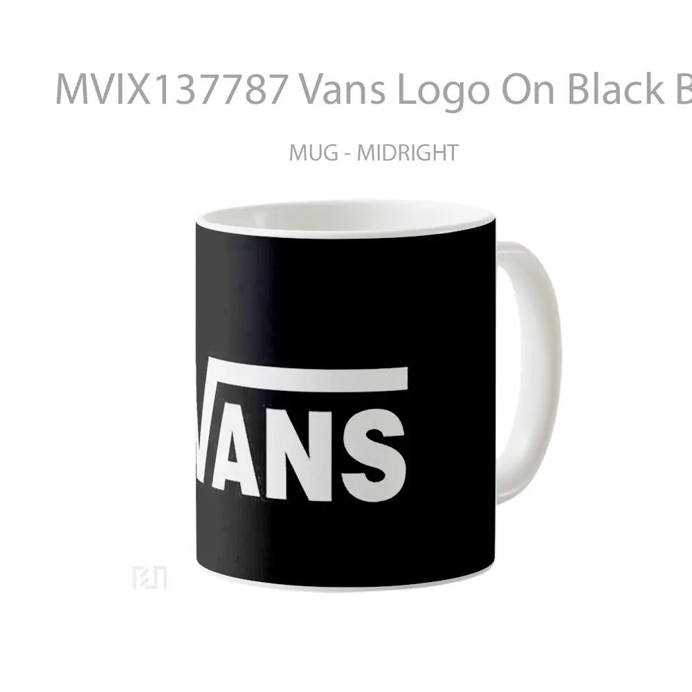 Mug Vans Logo On Black Background Gelas Keramik Unik - All-side / Desain