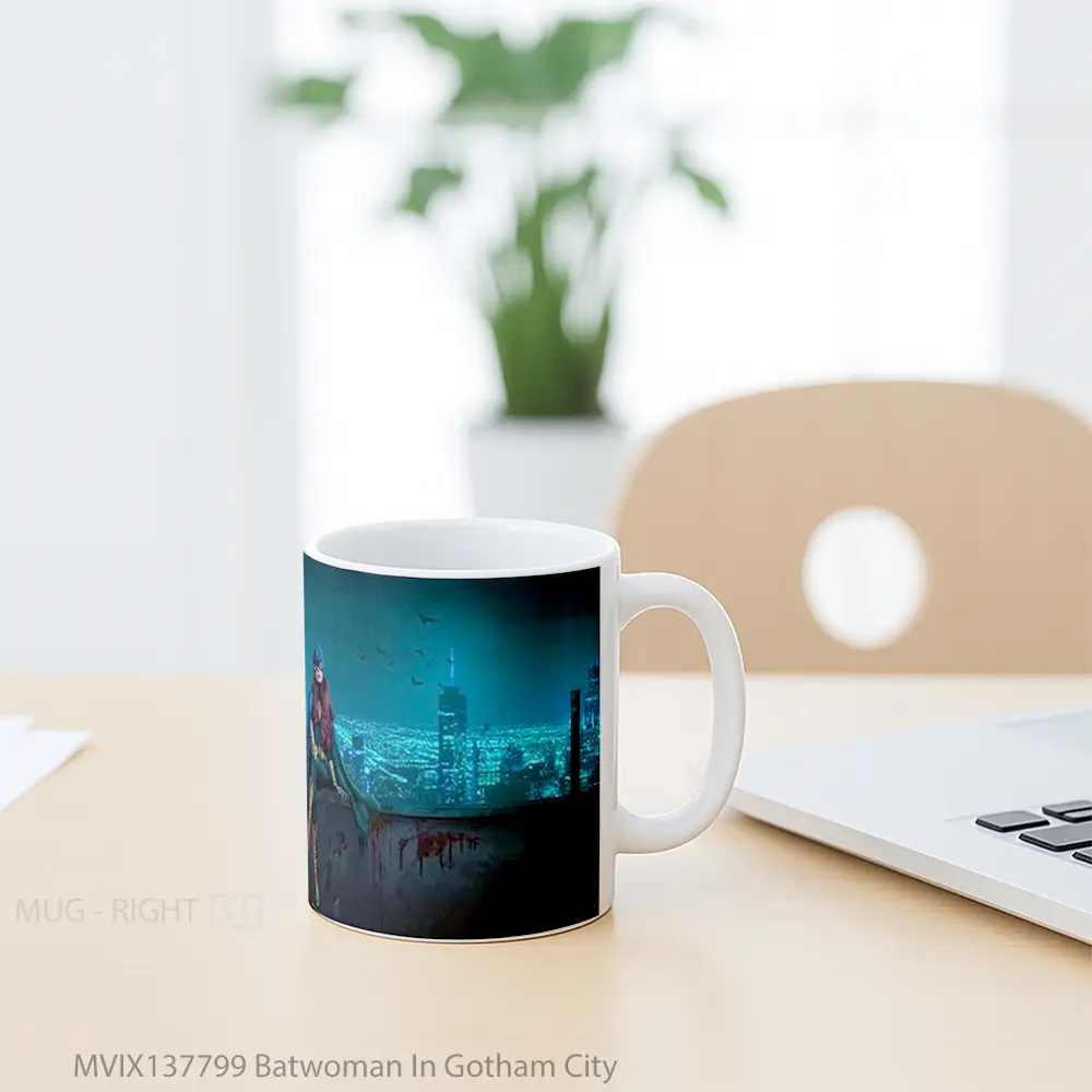 Mug Batwoman In Gotham City Gelas Keramik Unik - All-side / Desain