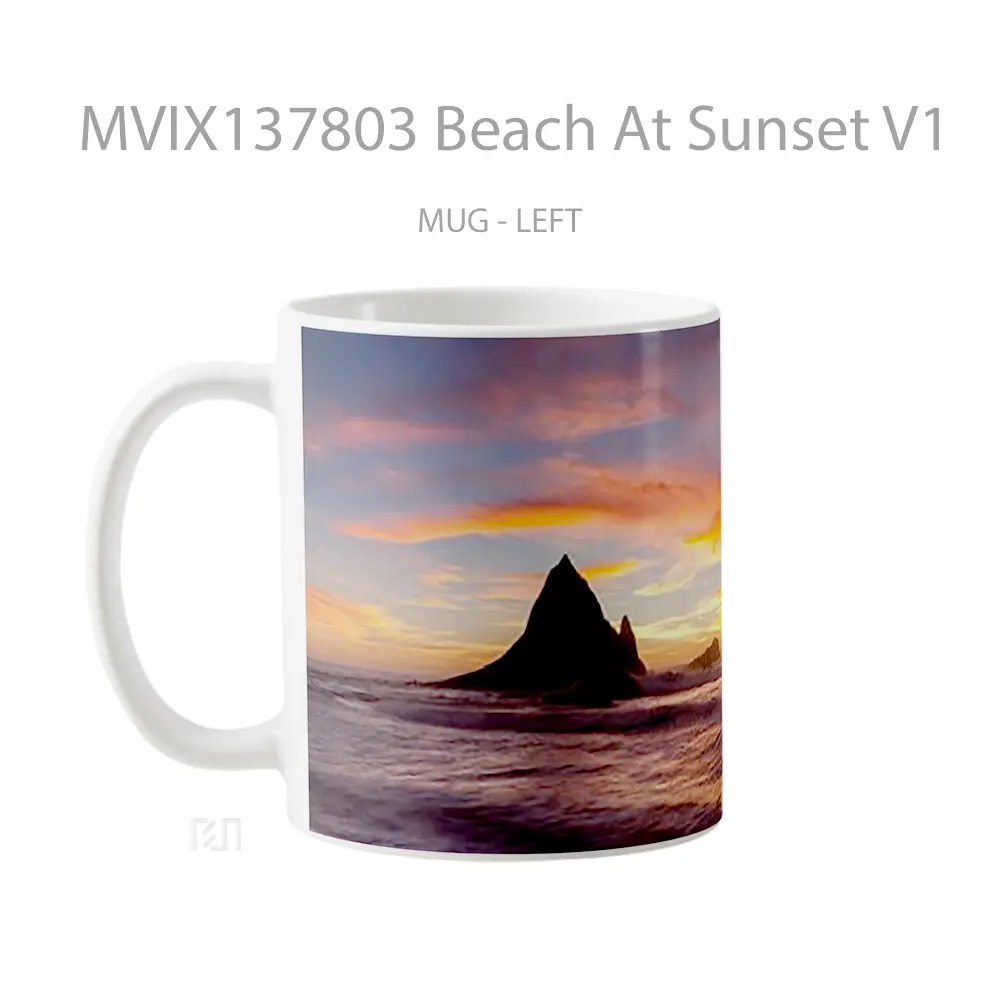 Mug Beach At Sunset V1 Gelas Pemandangan Alam - All-side / Desain