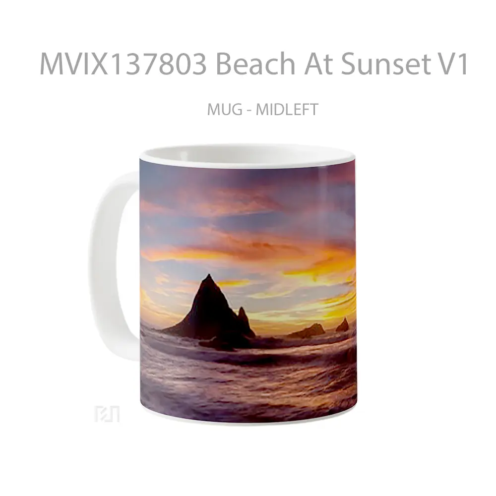Mug Beach At Sunset V1 Gelas Pemandangan Alam - All-side / Desain