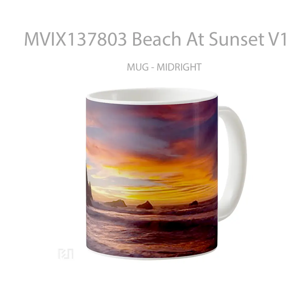 Mug Beach At Sunset V1 Gelas Pemandangan Alam - All-side / Desain