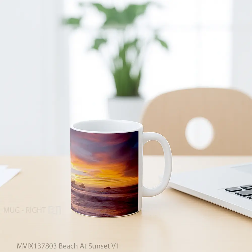 Mug Beach At Sunset V1 Gelas Pemandangan Alam - All-side / Desain