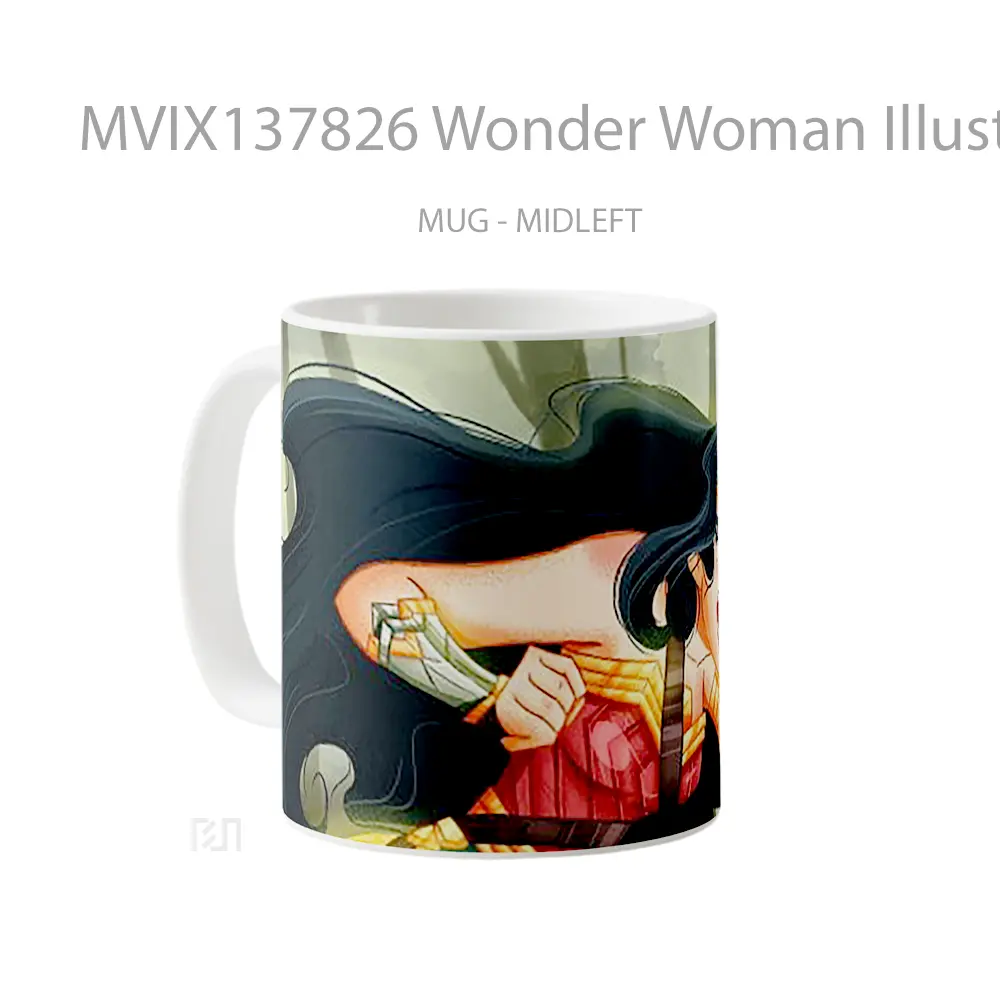 Mug Wonder Woman Illustration V1 Gelas Superhero - All-side / Desain