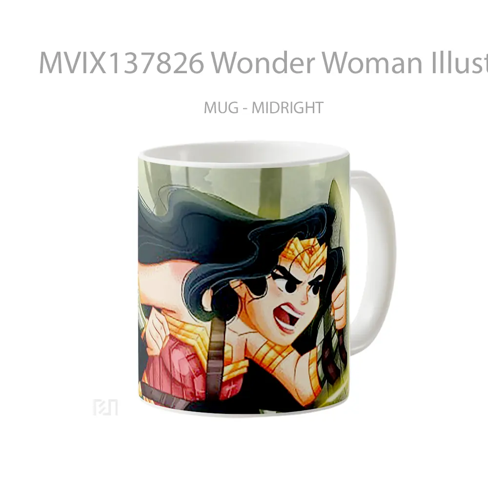 Mug Wonder Woman Illustration V1 Gelas Superhero - All-side / Desain