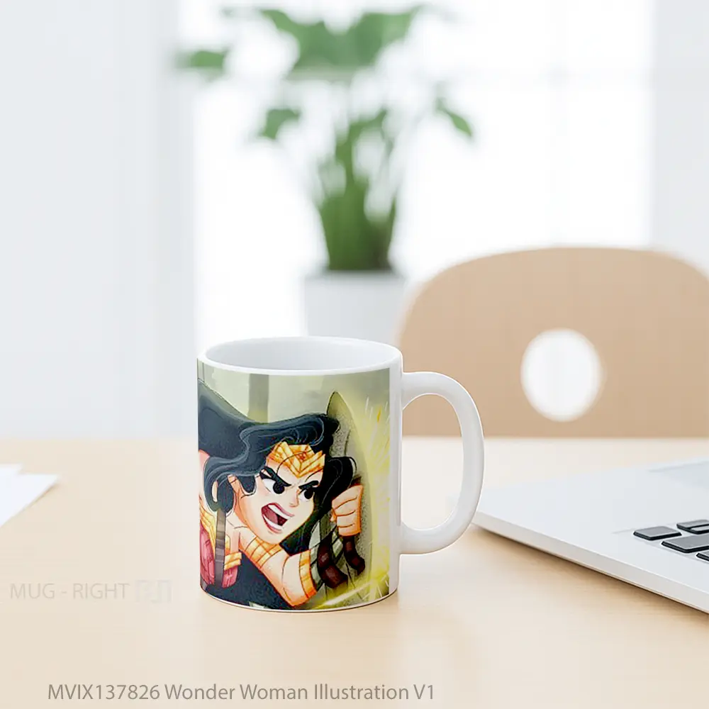 Mug Wonder Woman Illustration V1 Gelas Superhero - All-side / Desain