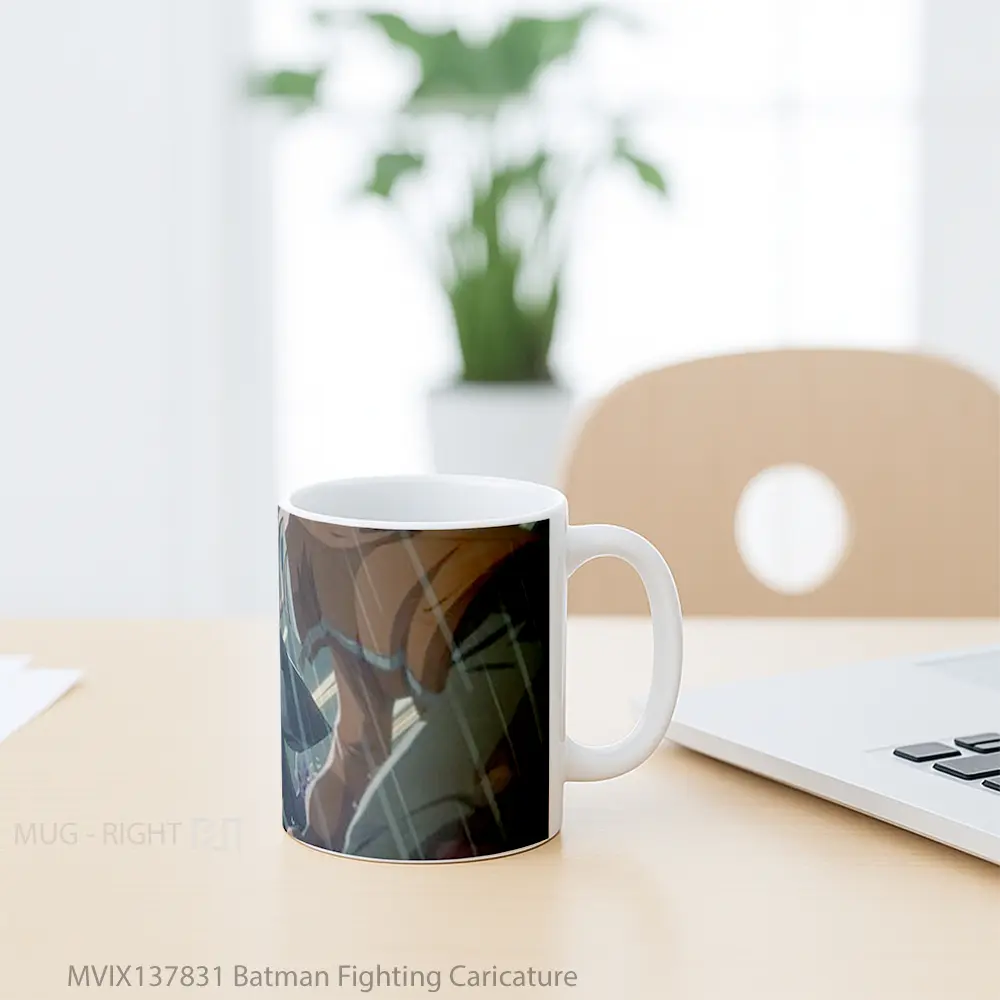 Mug Batman Fighting Caricature Gelas Superhero - All-side / Desain