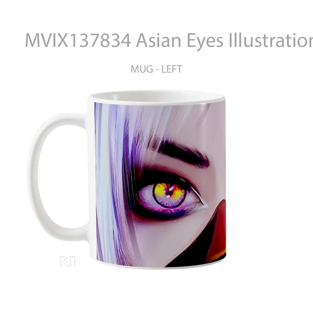 Mug Asian Eyes Illustration Gelas Seni Modern - All-side / Desain