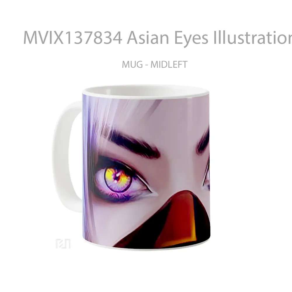 Mug Asian Eyes Illustration Gelas Seni Modern - All-side / Desain