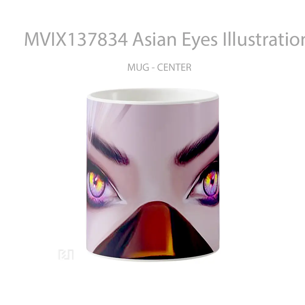 Mug Asian Eyes Illustration Gelas Seni Modern