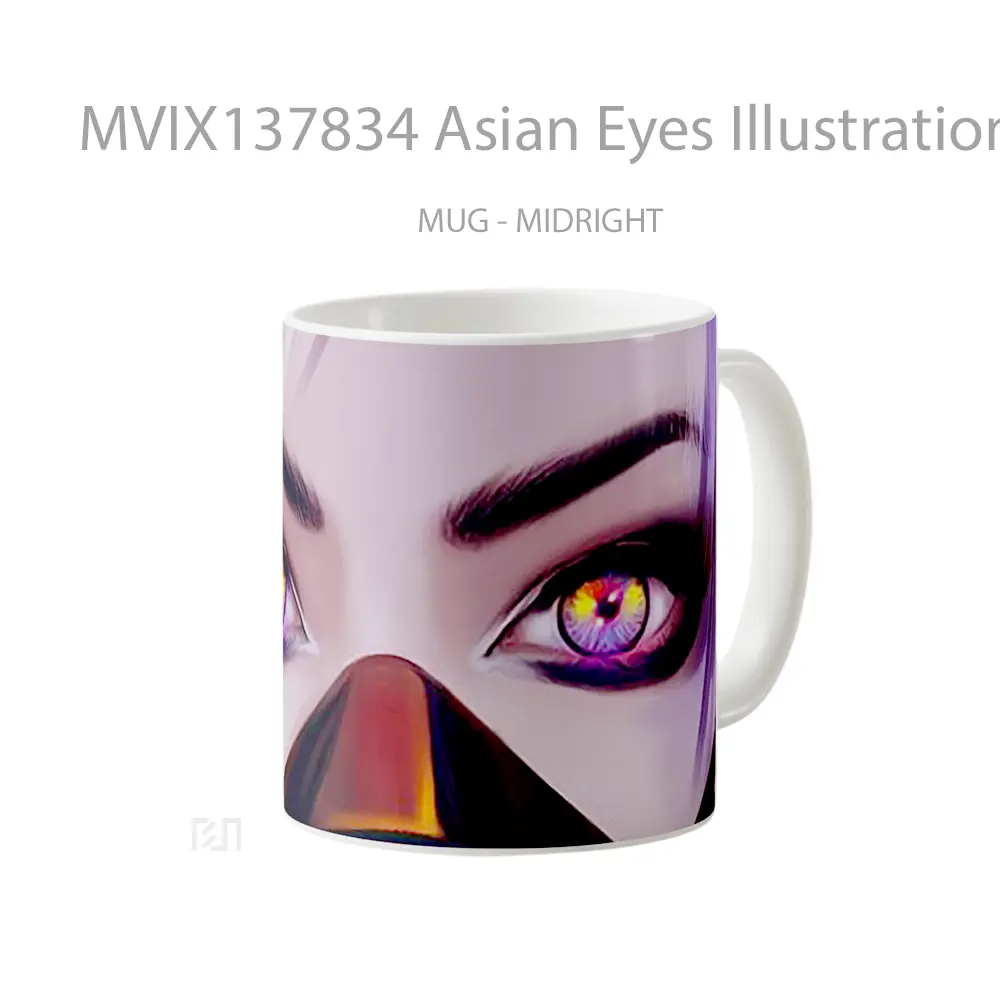 Mug Asian Eyes Illustration Gelas Seni Modern - All-side / Desain