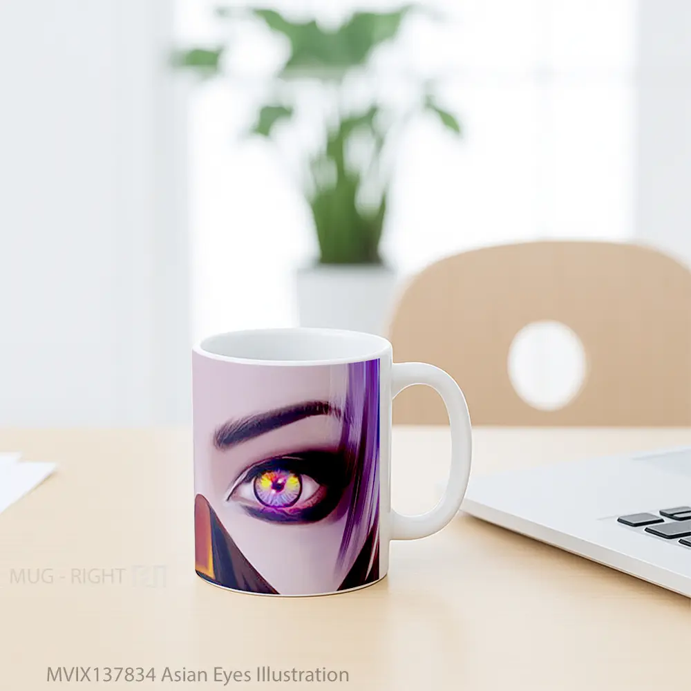 Mug Asian Eyes Illustration Gelas Seni Modern - All-side / Desain