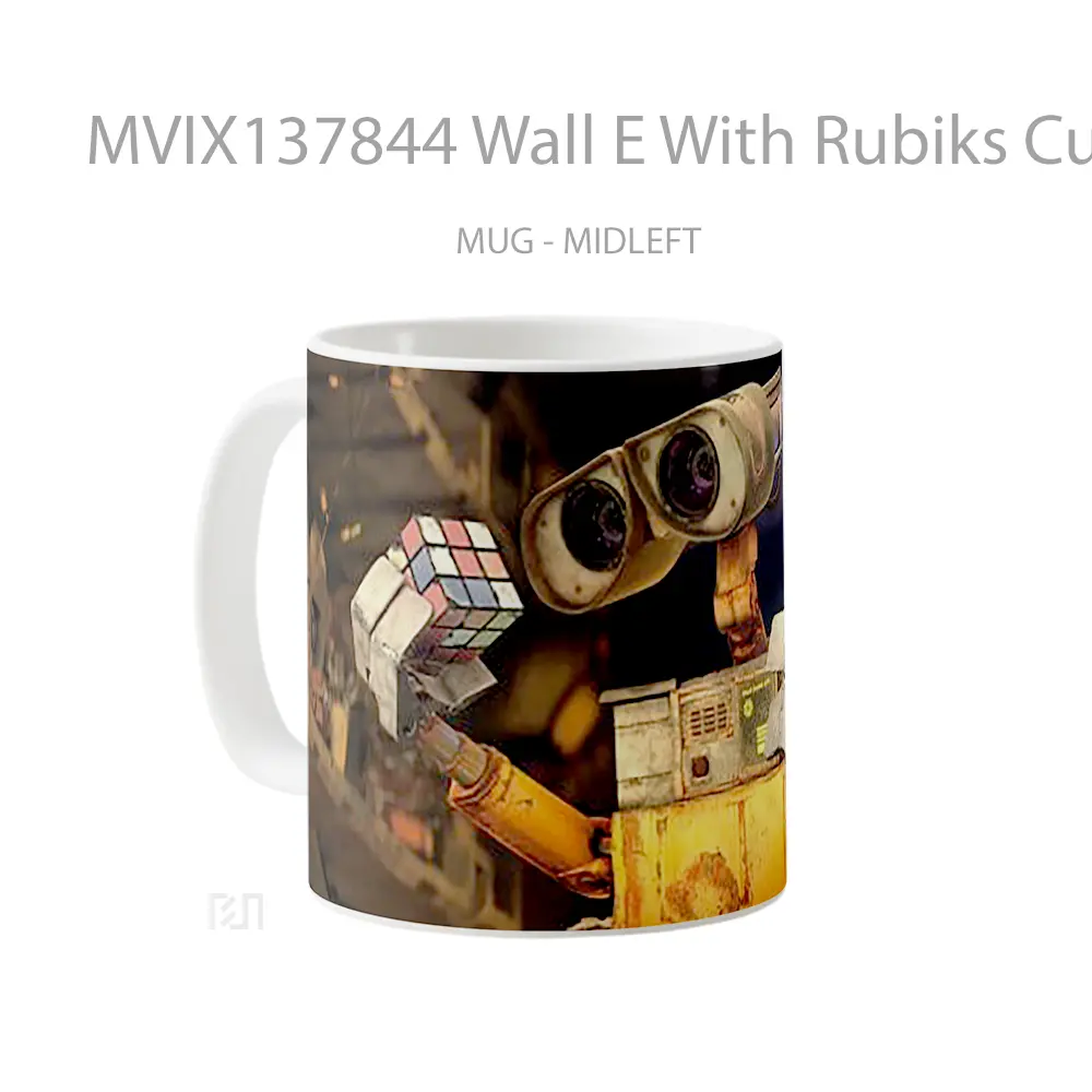 Mug Wall E With Rubiks Cube Gelas Keramik Unik - All-side / Desain