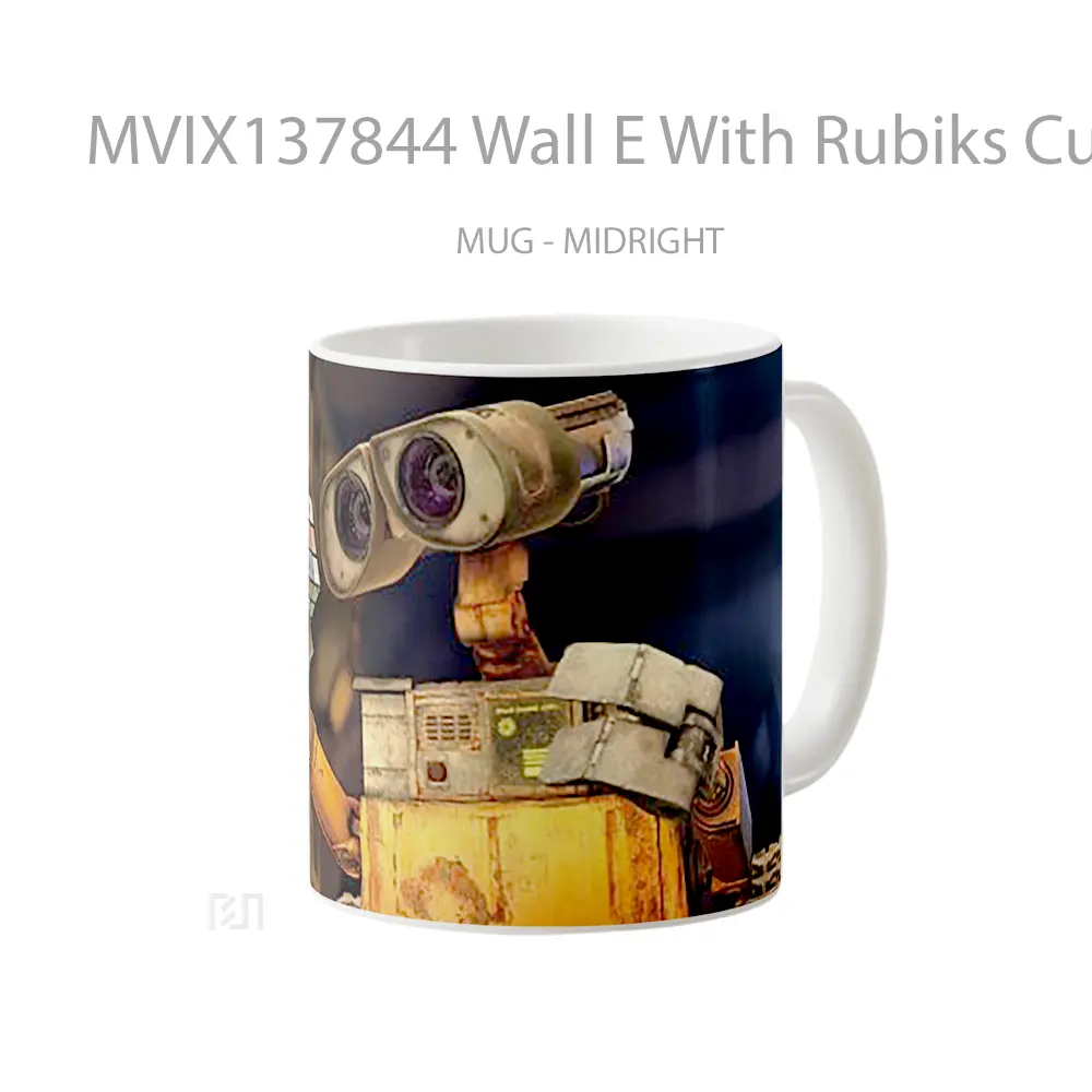 Mug Wall E With Rubiks Cube Gelas Keramik Unik - All-side / Desain