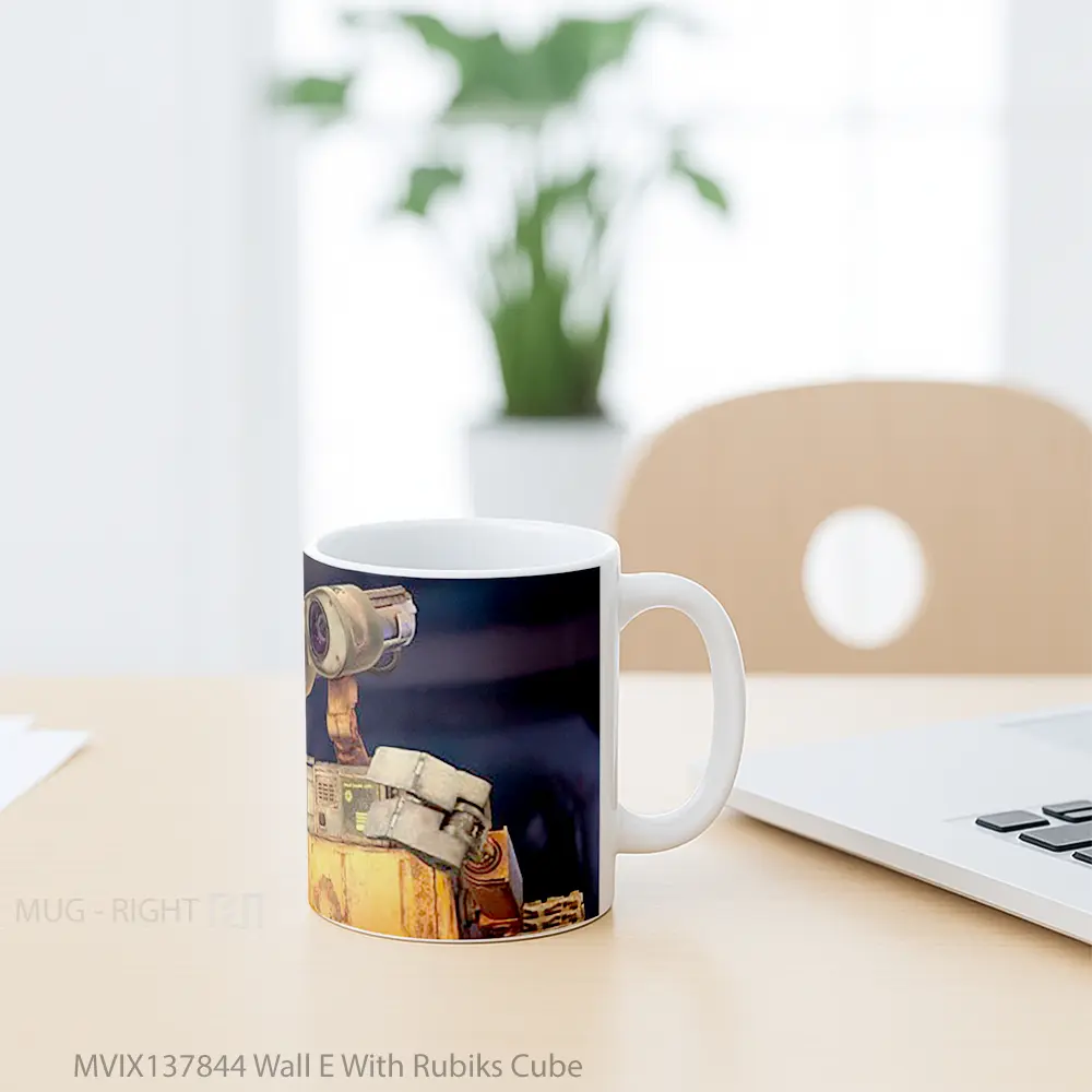 Mug Wall E With Rubiks Cube Gelas Keramik Unik - All-side / Desain