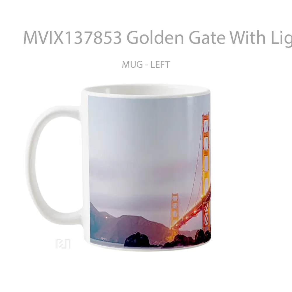 Mug Golden Gate With Lights On Gelas Keramik Unik - All-side / Desain