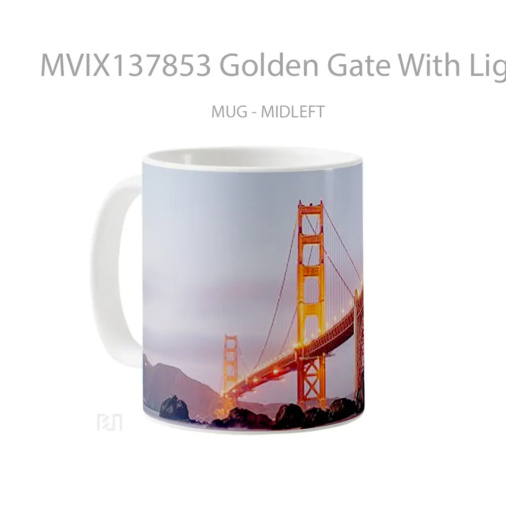 Mug Golden Gate With Lights On Gelas Keramik Unik - All-side / Desain